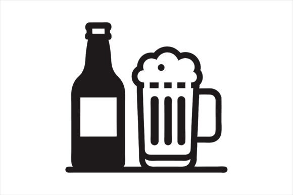 Beer Glass and Bottle Silhouette Icon: A Versatile Asset for Creative Projects