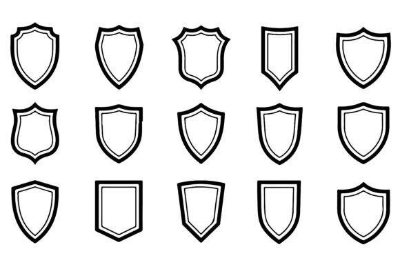 Black Shield Silhouette Vector Logo
