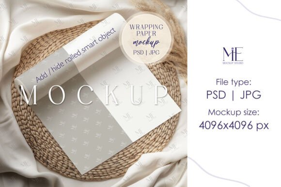 Bohemian Wrapping Paper Mockup PSD: Elevate Your Brand’s Visual Storytelling