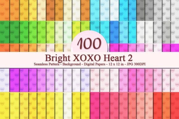 Bright XOXO Heart 2 Seamless Pattern