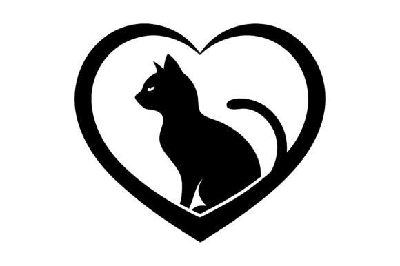 Cat with Heart Icon Logo Vector: A Versatile Design for Multiple Uses