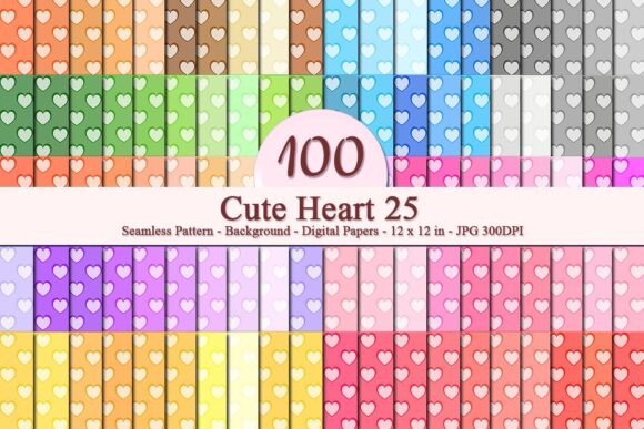 Cute Heart 25 Seamless Pattern