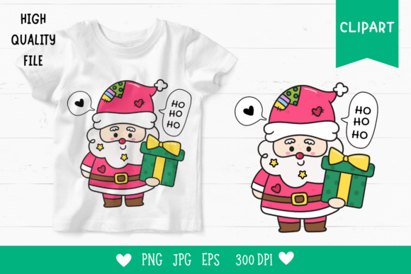 Cute Santa and Gift Kawaii Cartoon Xmas: A Versatile Design for Holiday Cheer