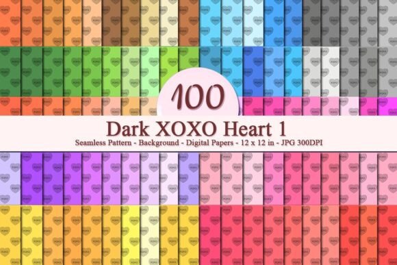 Dark XOXO Heart 1 Seamless Pattern: A Versatile Design for Creative and Commercial Use