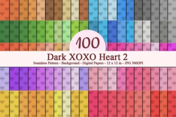 Dark XOXO Heart 2 Seamless Pattern for Creative Projects