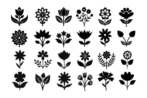 Floral Icon Silhouette Vector Bundle: A Smart Choice for Creative Projects