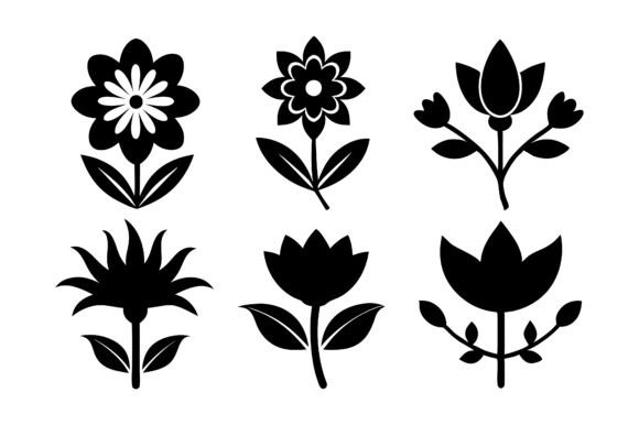 Floral Icons Silhouette Vector Bundle
