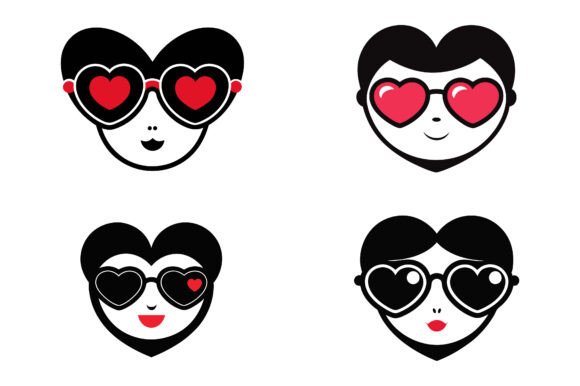 Heart Sunglasses Face Silhouette Bundle: A Versatile Design Resource for Creative Professionals