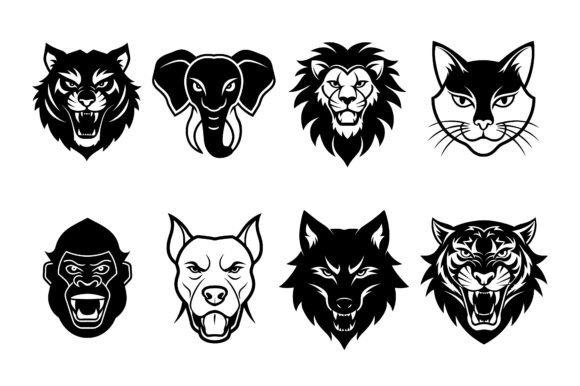 Mastering Visual Impact with the Angry Animal Head Silhouette Bundle