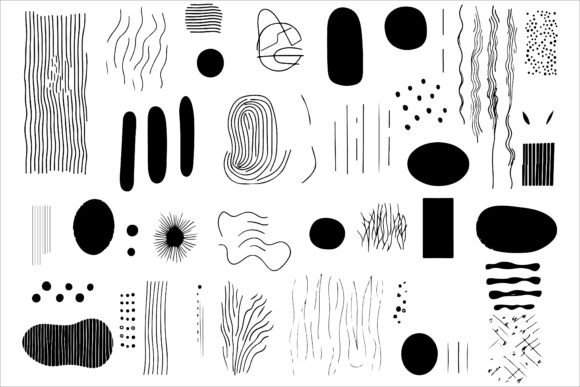 Modern Design with Abstract Black Shapes and Lines Vector