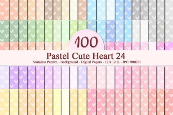 Pastel Cute Heart 24 Seamless Pattern for Creative Projects