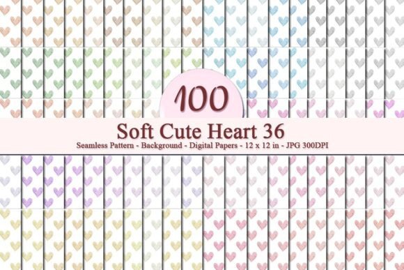 Soft Cute Heart 36 Seamless Pattern