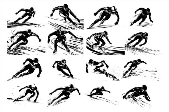 Speed Skating Action, Illustrated Skater