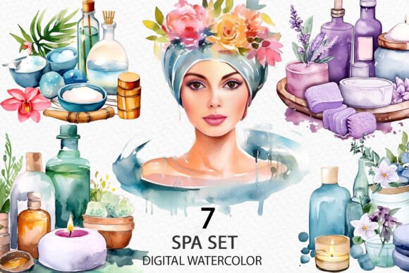 Watercolor Spa Set: A Versatile Illustration Kit for Creative Product Design
